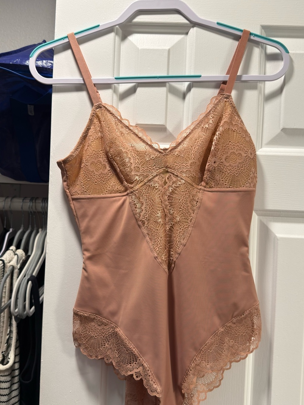 Pinsy Lace-Trim Bodysuit in blush pink